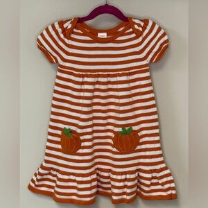 Gymboree: Girls Orange and White Stripe Pumpkin Knit Dress, Size 4T
